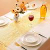 Gold Stamped Rectangular Polyester Table Runner for Weddings and Dining Decor