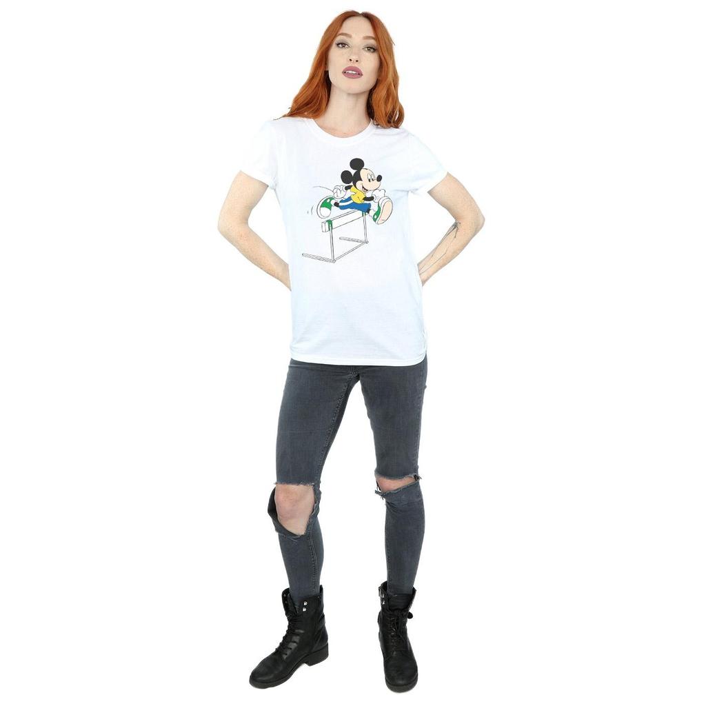 Disney Womens/Ladies Mickey Mouse Hurdles Cotton Boyfriend T-Shirt