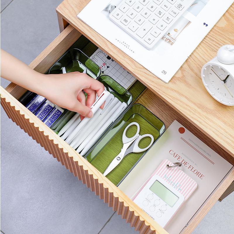 Clear Stackable Plastic Storage Drawer Organizer for Desktop, Kitchen, or Cosmetics.