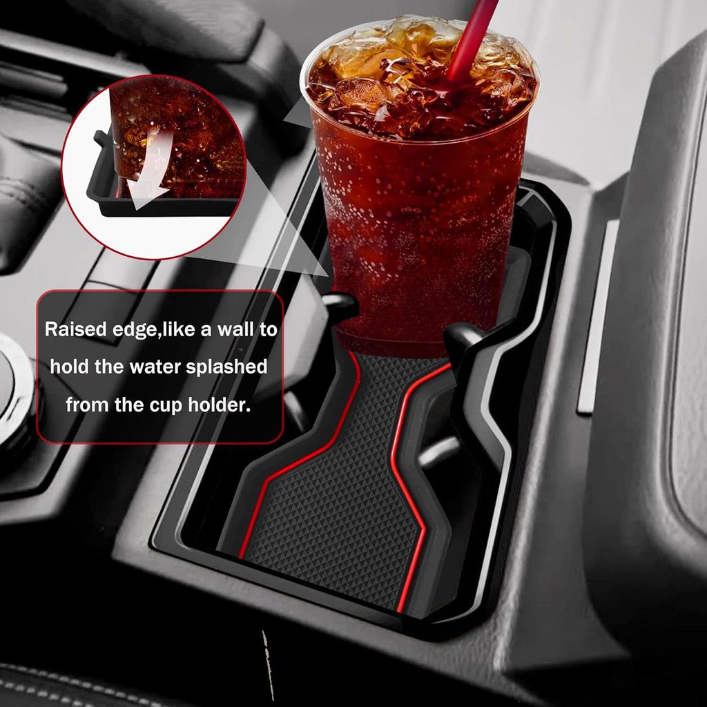 3D Cup Holder erts Coaster for Toyota Tacoma Accessories 2024 2025 2026 Siliconce Cup Coaster Mats Center Console Liner Non Slip Dustproof Protecror