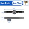 Black Floor Drain 30 40 50cm Kitchen WC Bathroom Shower Large displacement Linear Drainage Side Floor Drains 304 Stainless Steel