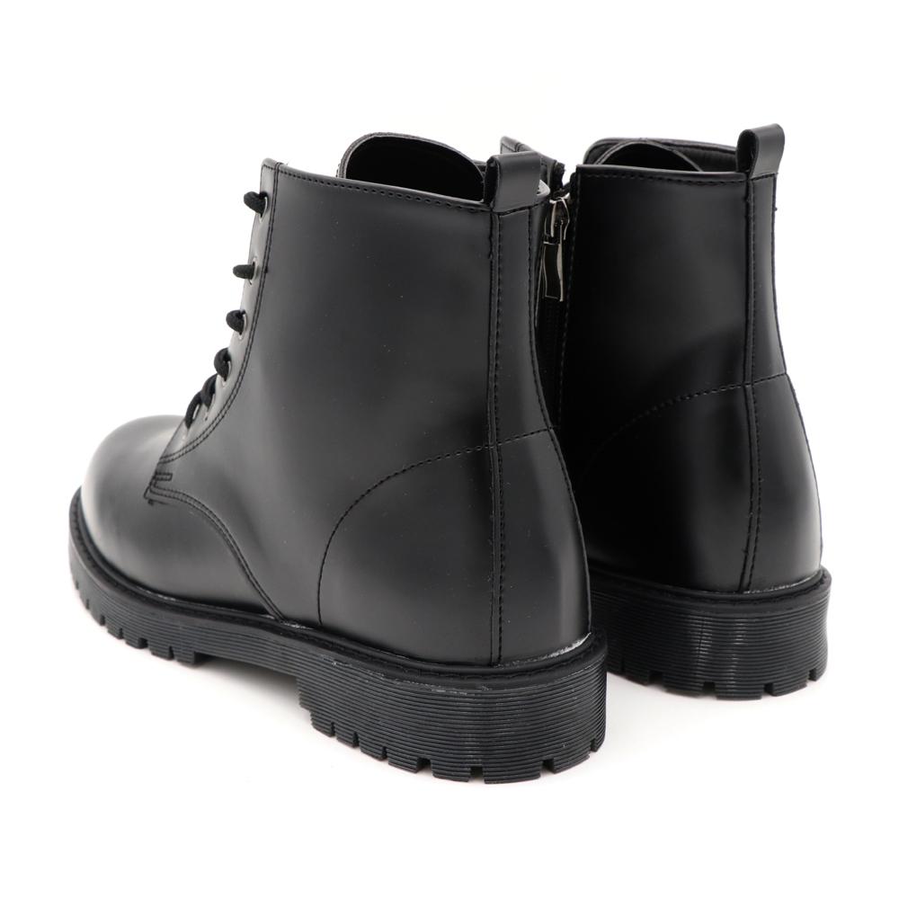 Supener Lottie Zippered Work Boots Black