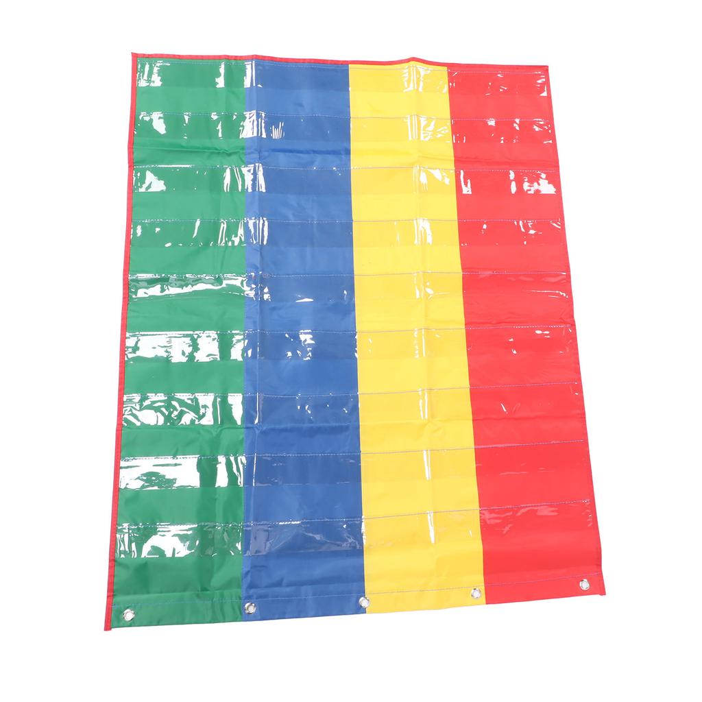 4 Column Hanging Pocket Chart for Classroom Heavy Duty Clear Metal Hook Double Sided Learning