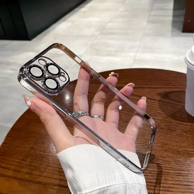 Luxury Plating Clear Silicone Phone Case For iPhone 15 14 13 12 11 Pro Max Lens Protection Case Back Cover