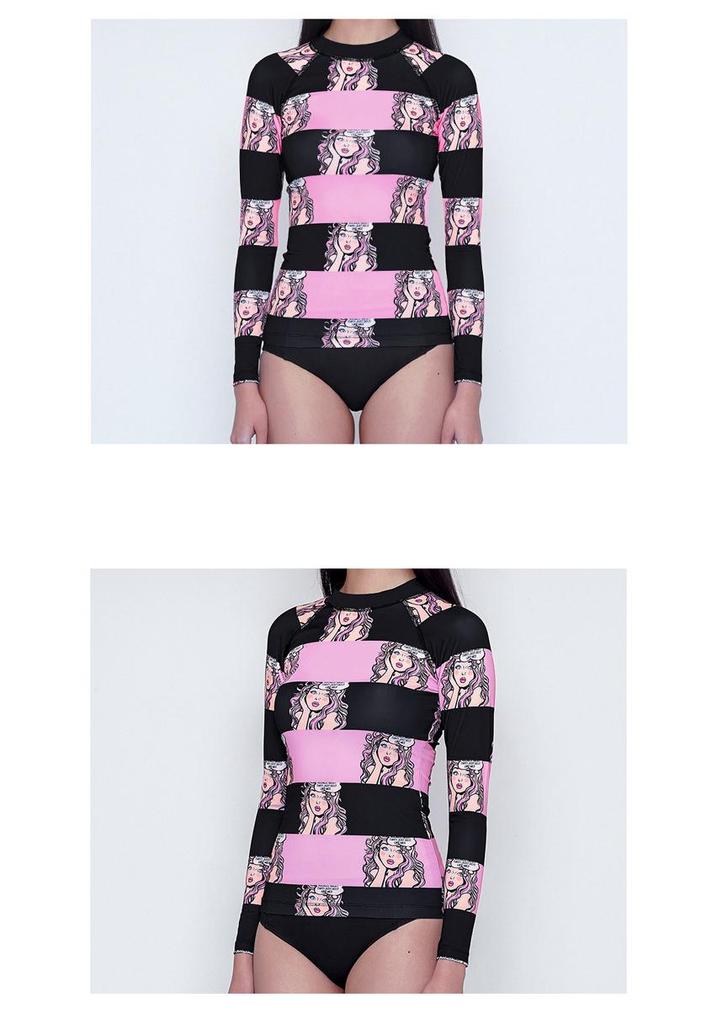 Bañador de manga larga para mujer estilo coreano con protección solar para surf, buceo y deportes de playa.