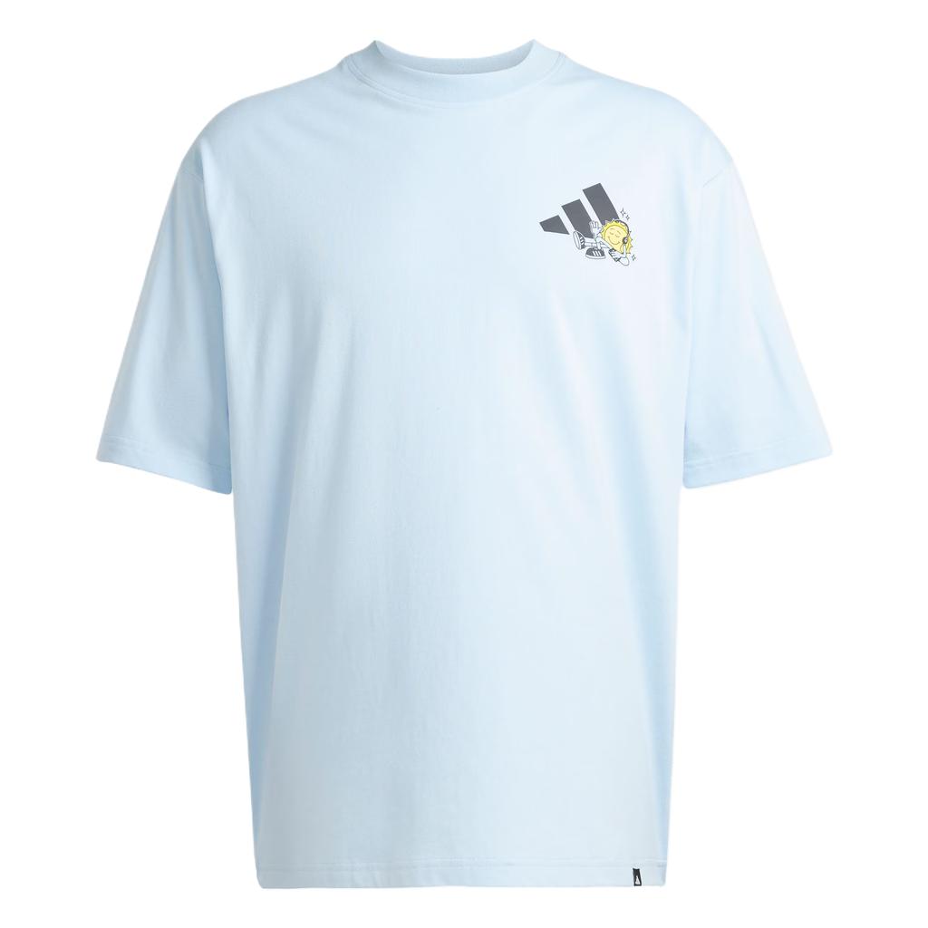 Adidas Positivity Sun Graphic T-Shirt Comfortable Fashion Versatile Casual Short Sleeve Unisex Tops Light-Blue JZ3258