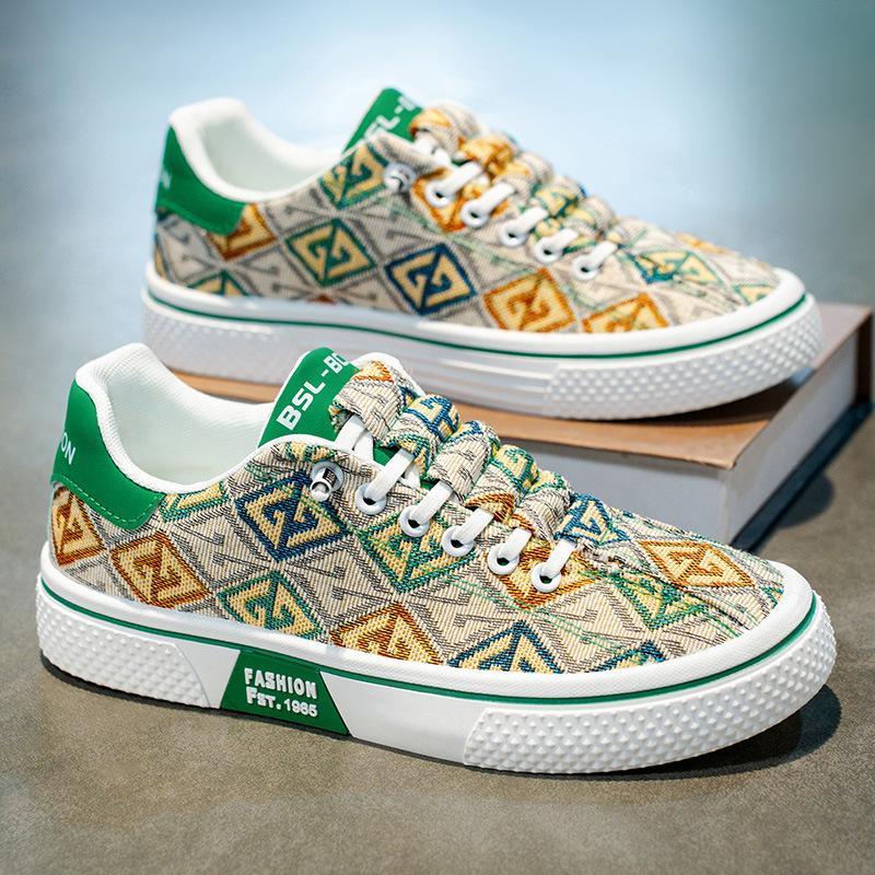 Men's shoes canvas shoes autumn breathable trend versatile casual board shoes men's soft sole one pedal sports thin cloth shoes