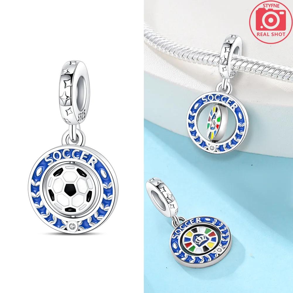 Fotbollsserie Berlocker Koppar Tröjor Fotboll Sport Pärlor Hängen Passar Original Armband Halsband Gör-det-själv Smycken Examenspresent