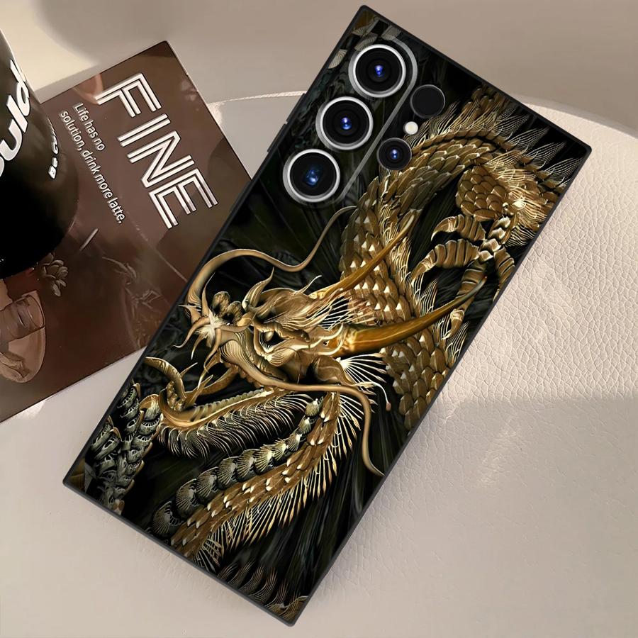 Tiger Dragon Black Soft Phone Cover Case for Samsung Galaxy S21 S22 S24 Plus S23 FE S25+ S23+ S24+ S20 Note 20 10 S25 Ultra