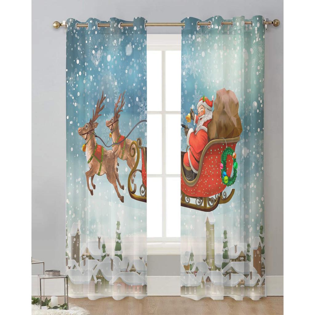 Jultomten Gåva Julgran Sovrum Voilegardin Fönsterbehandling Draperier Tyllgardiner för Vardagsrum Skira Gardiner