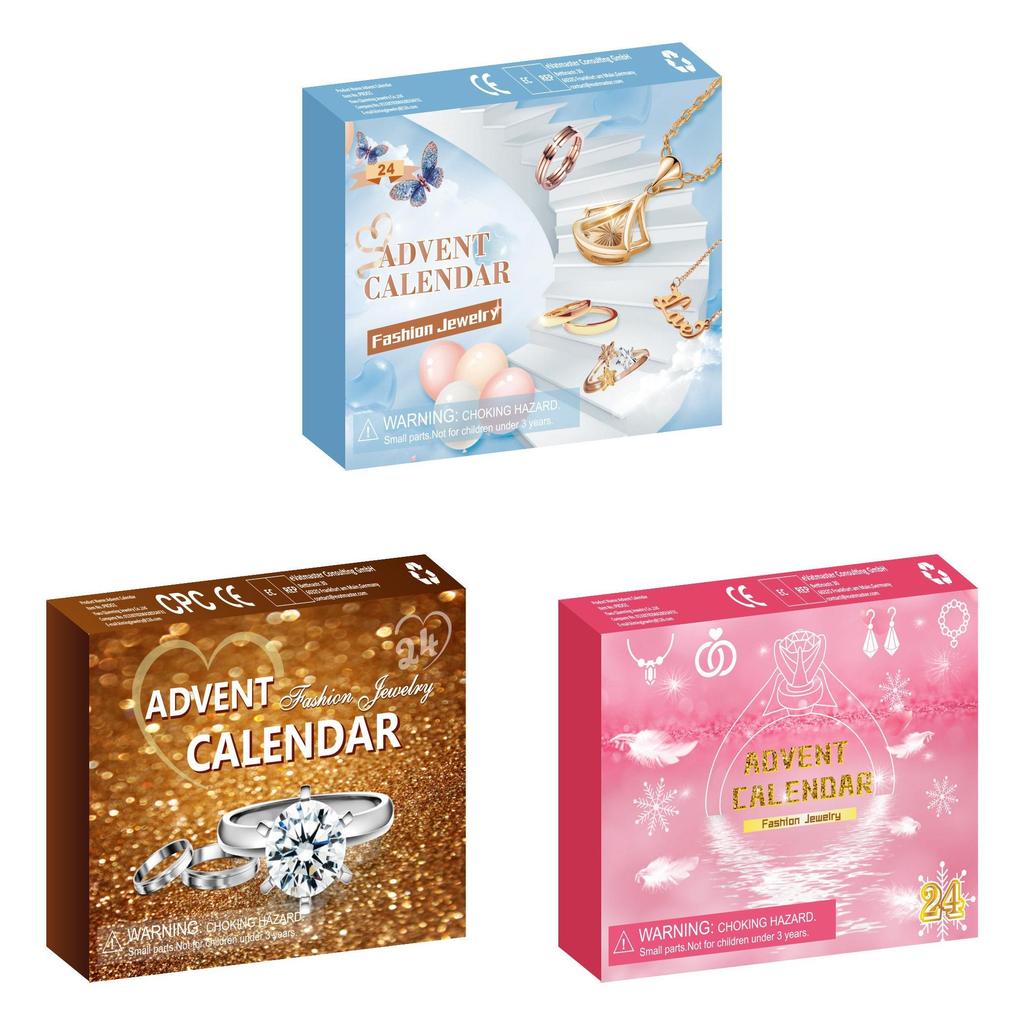 Weihnachts-Countdown-Überraschungsbox Schmuckset Mit Metallischen Accessoires Für Feiertagsgeschenke