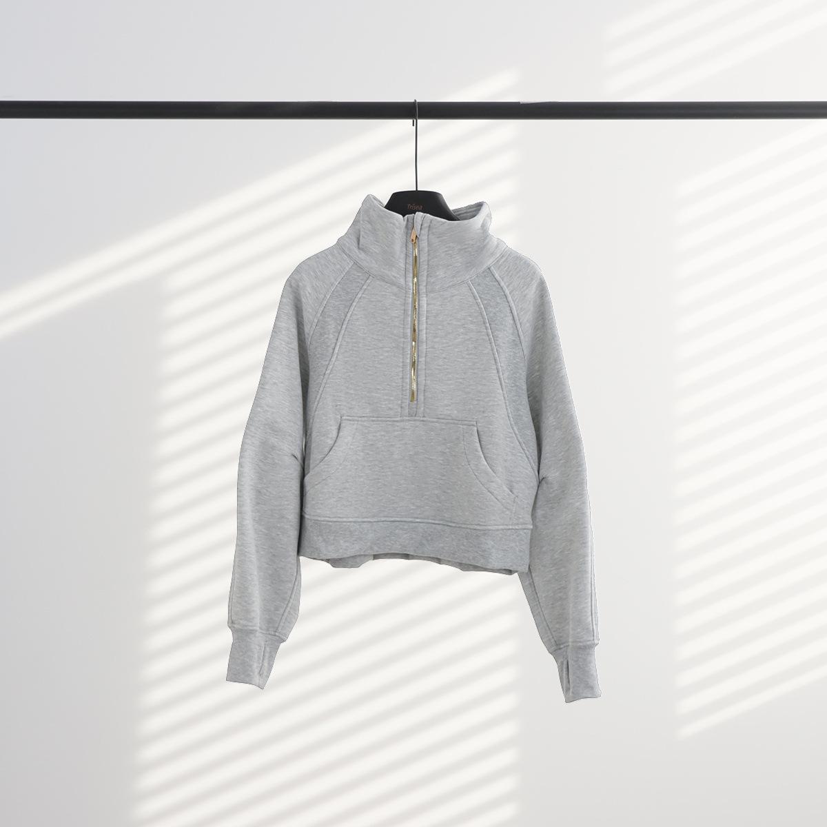 

Lulu Scuba Stand Collar Half-Zip Loose Fleece Yoga Sports Hoodie L (55kg-60kg)