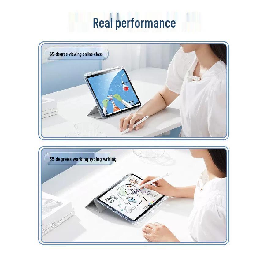 2023 iPad Air 4 Pro 11 Case with Pen Slot, 9.7-10.4 Inch High-Transparency Acrylic Trifold for Huawei