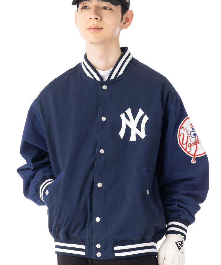 NEW ERA Stretch Cotton Varsity Jacket 15129451 NER37G1029 New York Yankees Size M Navy/Blue