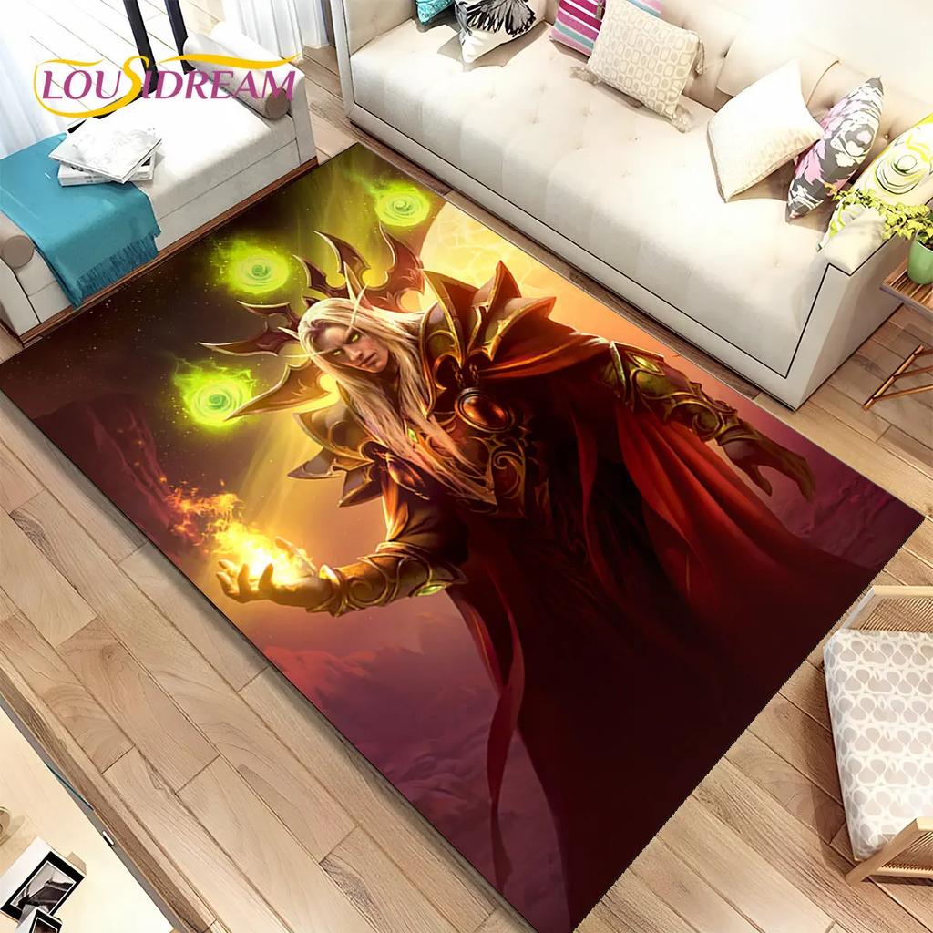 World of Warcraft, WOW, Game Gamer-Bereichsteppich, Teppichteppich für Wohnzimmer, Schlafzimmer, Sofa, Fußmatte, Dekoration, rutschfeste Kinder-Bodenmatte, 3D