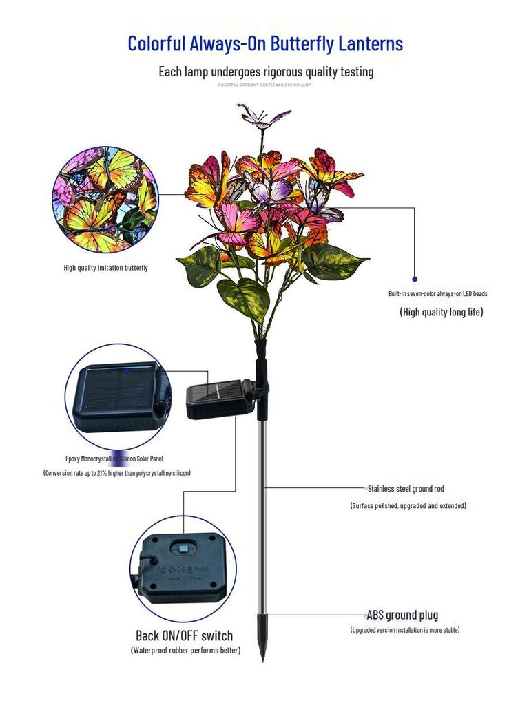 Solar LED Butterfly Flower Garden Light Outdoor Decorative Lamp