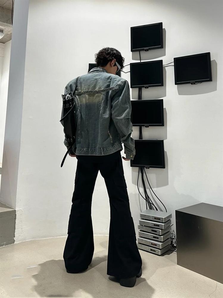 Men's American Retro Denim Jacket - Trendy Street Hip Hop Motorcycle Style for Autumn