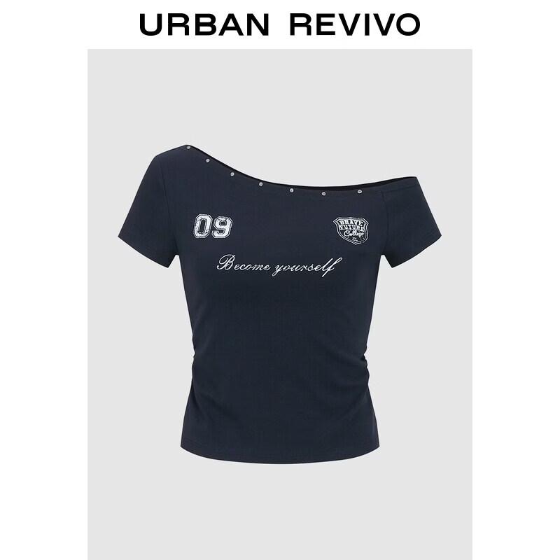 Women s Asymmetrical Shoulder Distressed Studded T-shirt XL
