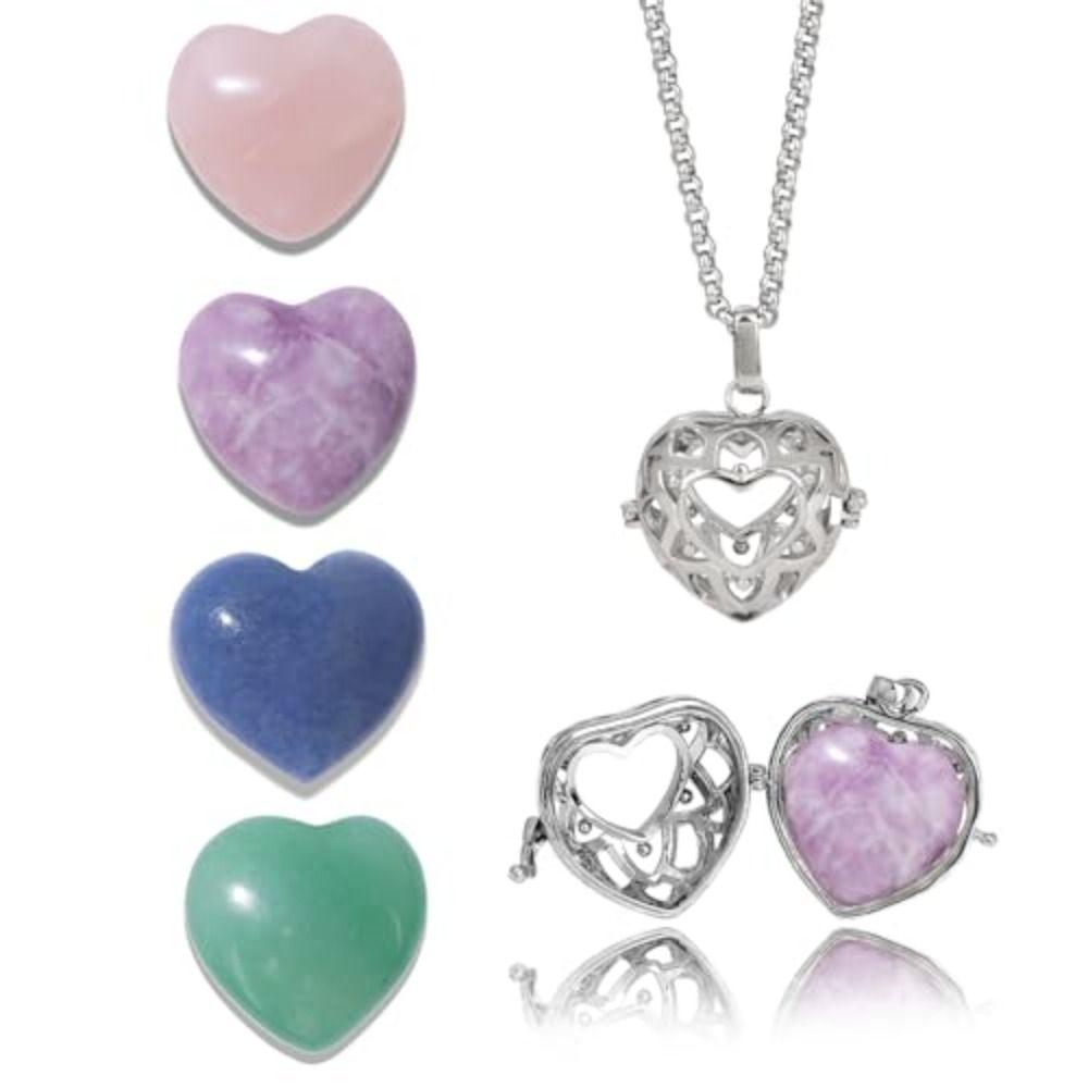 8 in 1 Replaceable Heart Shaped Necklace Natural Stones Gemstone Necklace Spiritual Gifts