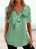 Summer Womens Loose Vneck Shirt With Floral Print And Button Closure For Casual Office Wear