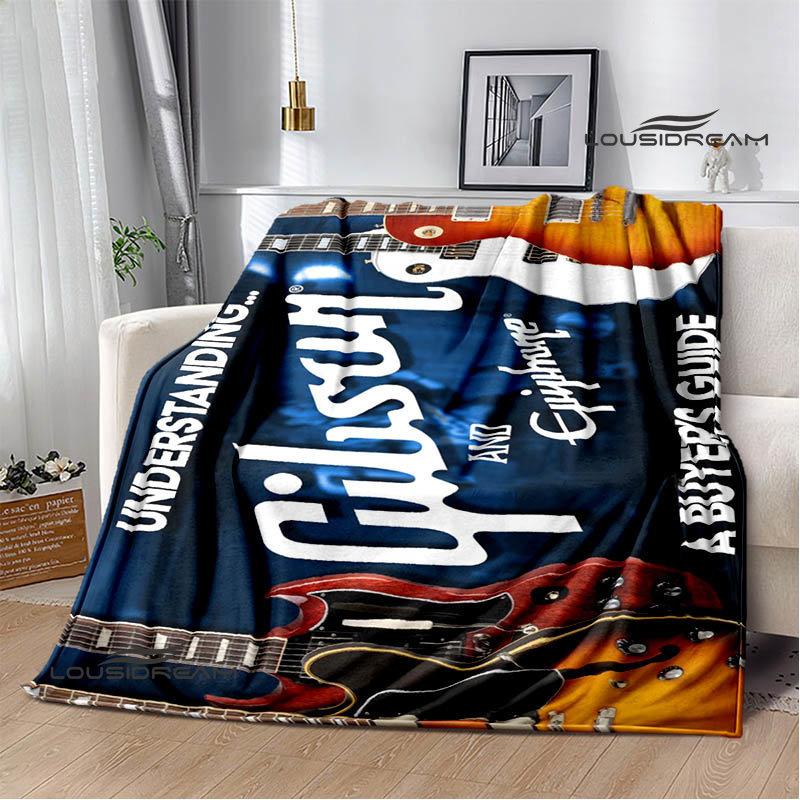 Gibson Guitar Logo Printed Blanket Flange Warming Blanket Picnic Blanket Home Travel Blanket Bed Linings Birthday Gift
