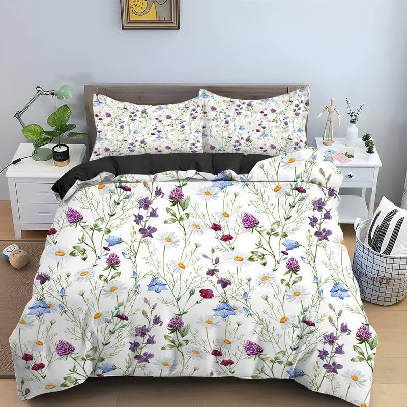 Botanical Floral Duvet Cover Garden Plant Flower Bedding Set Microfiber Rustic Farmhouse Comforter Cover Single Queen King Size
