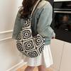 2025 spring new cotton crochet hollow tote bag woven shoulder women's bag straw armpit bag
