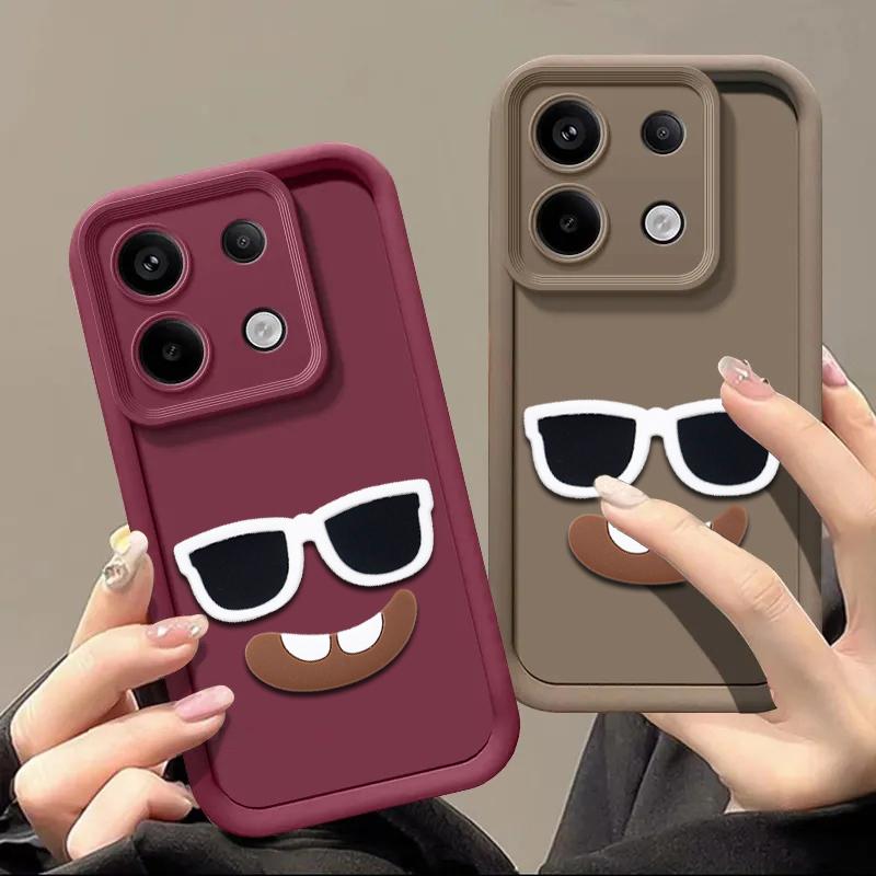 

Cute 3D Glass Smile Candy Liquid Phone Case for Xiaomi Redmi Note 14 13 Pro 14S 12 12s 11 11s 14C 12C 13C 10C A5 A3 K80 K70E K60E Cartoon Cover Redmi 10 (4G) білий