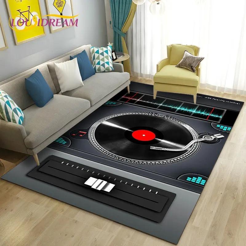 3D Classical Music Vintage Vinyl Record Area Rug Carpet Rug for Living Room Bedroom Sofa Decoration Kid Play Non-slip Floor Mat