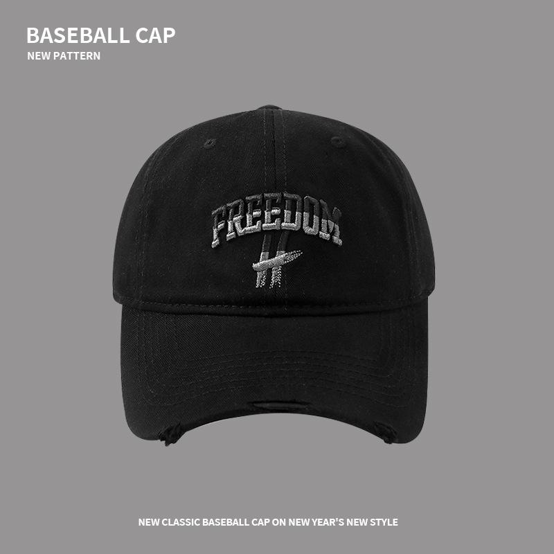 

Letter edging embroidery soft top baseball cap men s big head circumference deep top wide brim showing face small sunshade cap M (56-60cm) Soft Top