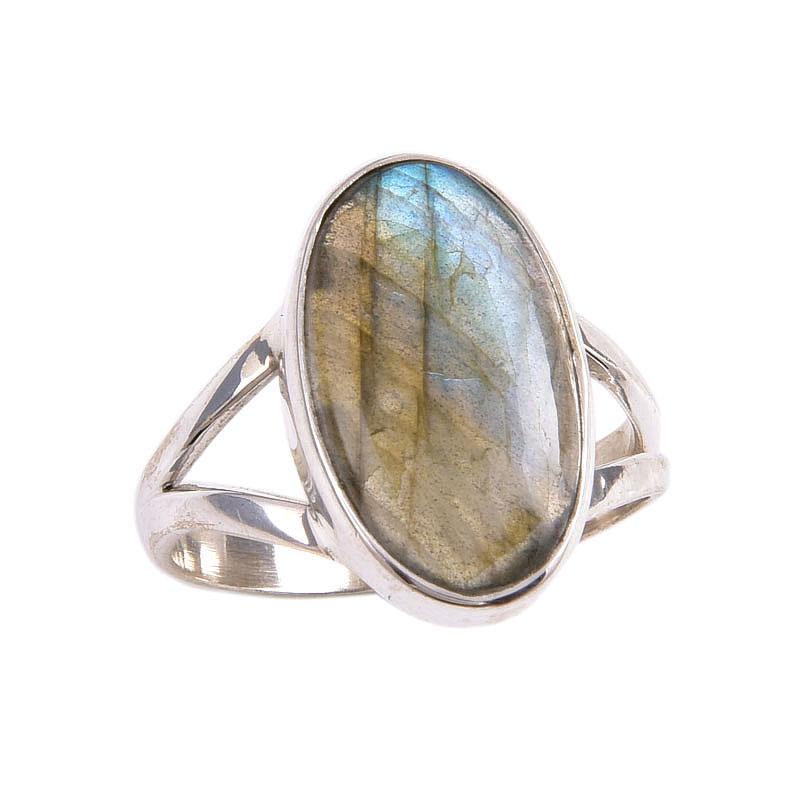 Pierre Gemme Labradorite Naturelle Argent Sterling Massif 925 Bijou Bague Taille 6 H3L64