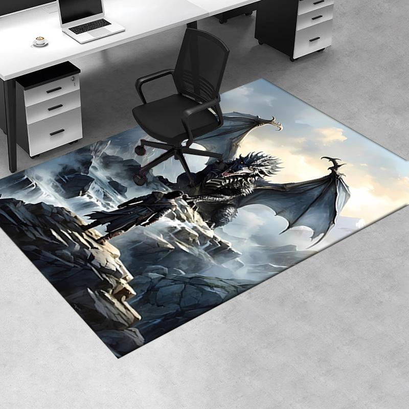 Office Carpet - Fantasy Dragon and Warrior Pattern Carpet, Used To Protect Sofas and Chairsc111