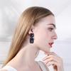 Chic European-American Square Gemstone Stud Earrings: Bold Fashion Jewelry
