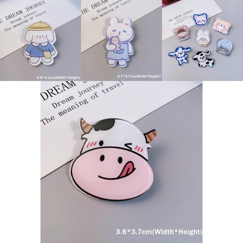 Adorables Broches de Perro, Conejo y Vaca de Dibujos Animados Para Decoración de Mochila y Bolso