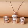 Rhinestone Imitation Gemstone Pendant Ladies Rectangular Opal Necklace & Earrings Jewelry Set - Birthday Party Accessory Gift