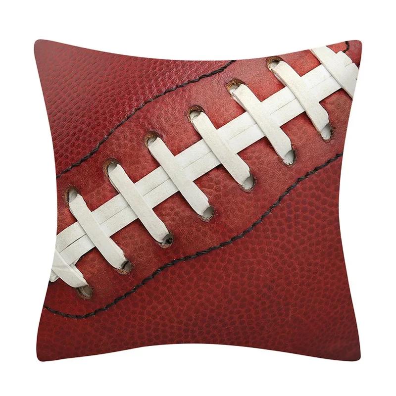 Football Basketball Rugby Double-Sided Printed Pillow Cover Short Plush Suitable Living Rooms Bedrooms Sofas Throw Cushion Cover