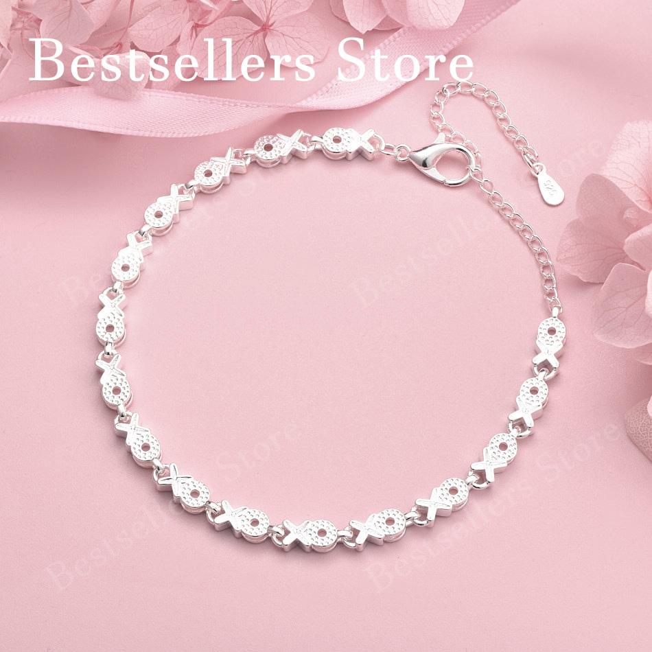 Luxury 925 sterling silver 8-inch cute little fish bracelet for women s fashionable wedding accessories 20cm