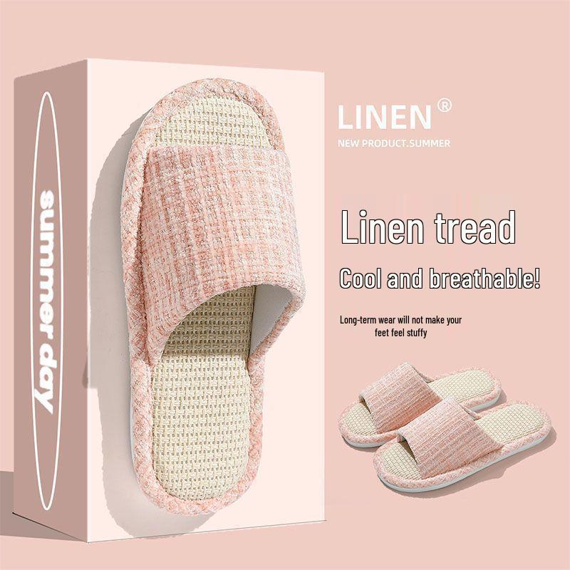 Unisex Cotton Linen Indoor Slippers - Non-Slip, All-Season Comfort for Couples