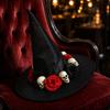 Black Satin Witch Hat for Halloween Costume Accessory