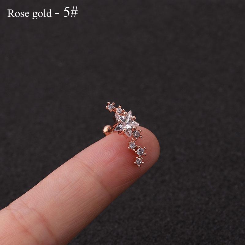 Free Shipping Curved Cz Cartilage Stud Helix Rook Conch Screw Back Earring 10g Stainless Steel Ear Piercing Jewelry