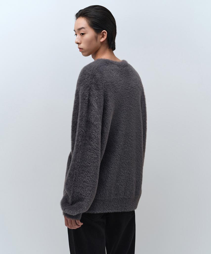 MUSINSA STANDARD Fuzzy Crew Neck Knit [Medium Grey]