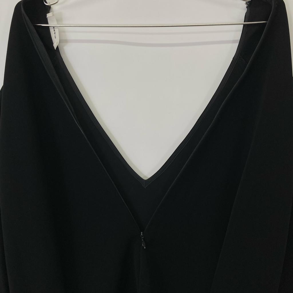 YOKOCHAN YCP-121-093 Black V-neck Petal Jumpsuit Suit Setup 36 blackUsed