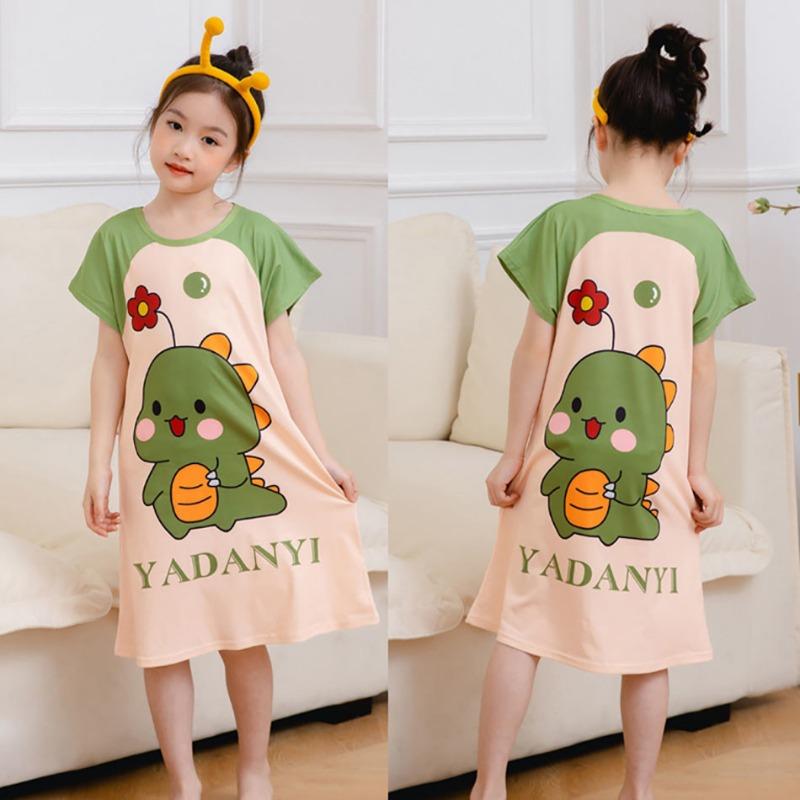 

Cute Kids Pajamas Sleep Dresses for Children Girls Short Sleeve Cartoon Nightgowns Stylish and Friendly 110