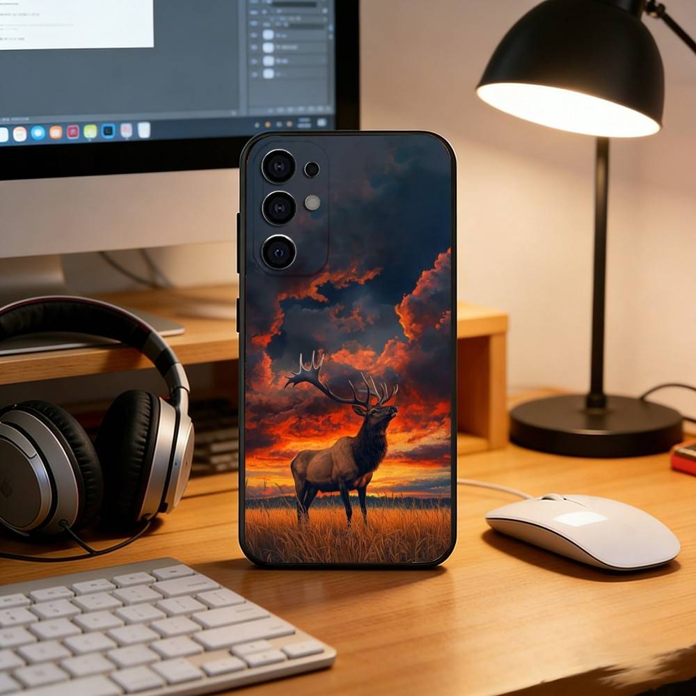 Deer Hunting Camo Phone Case For Samsung S25,S24,S21,S22,S23,S30,Ultra,S20,Plus,Fe,Lite,Note,10,Black Cover