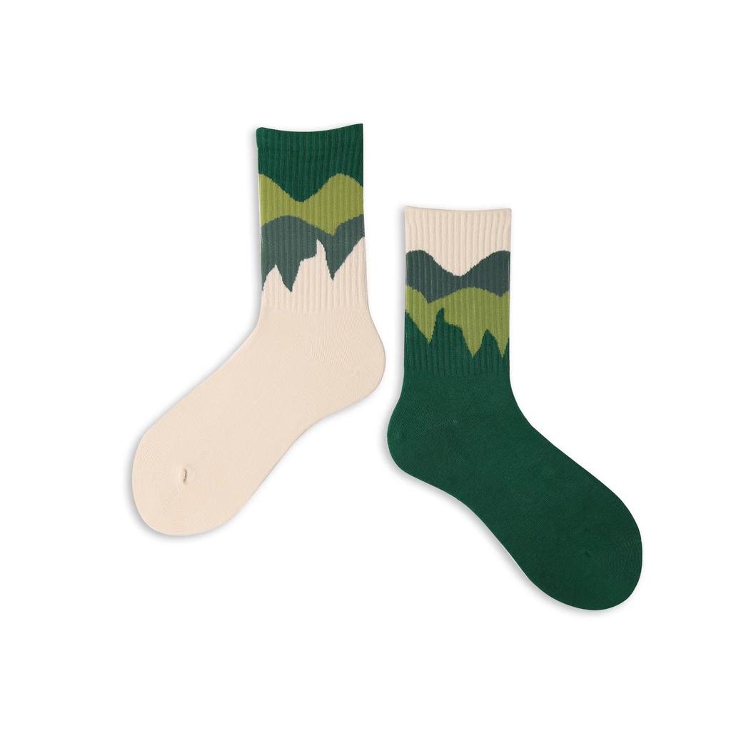 Skarpety do połowy łydki, Asymetryczne Skarpety Góry i Morze, Wygodne, Uniwersalne i Modne Skarpety Sportowe