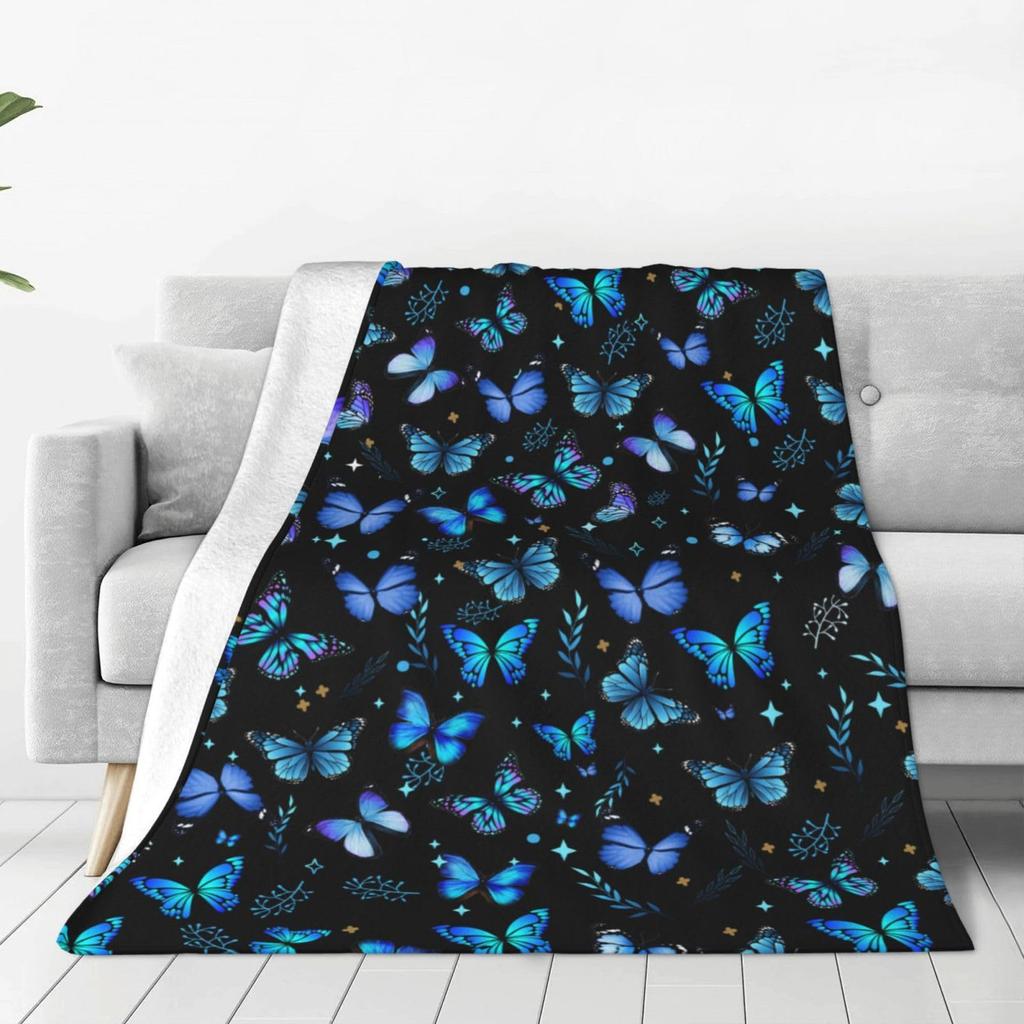 Colorful Butterfly Pattern Digitalprinted Polyester Bedroom Velvet Flannel Cover Blanket Fleece Soft Cover Blankets for Beds