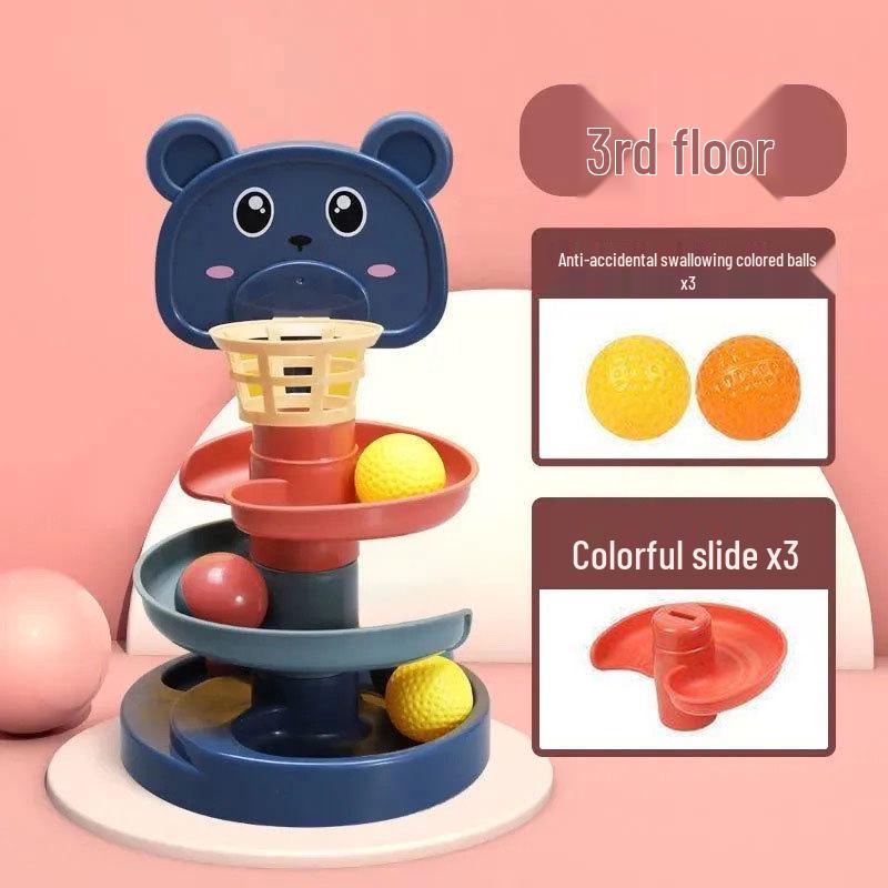 

Детская развлекательная башня-трек: Развивающая мультяшная игрушка-пирамидка с шариками OPP Bag Bear Spinner (3 layers)