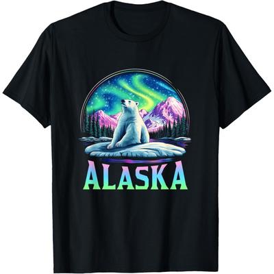 Alaska Northern Lights Aurora Viewing Bear Vacation Trip T-Shirt