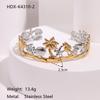 Ocean Style Mermaid Bangle with Coconut Tree & Pearl Inlay, Stainless Steel Jewelry