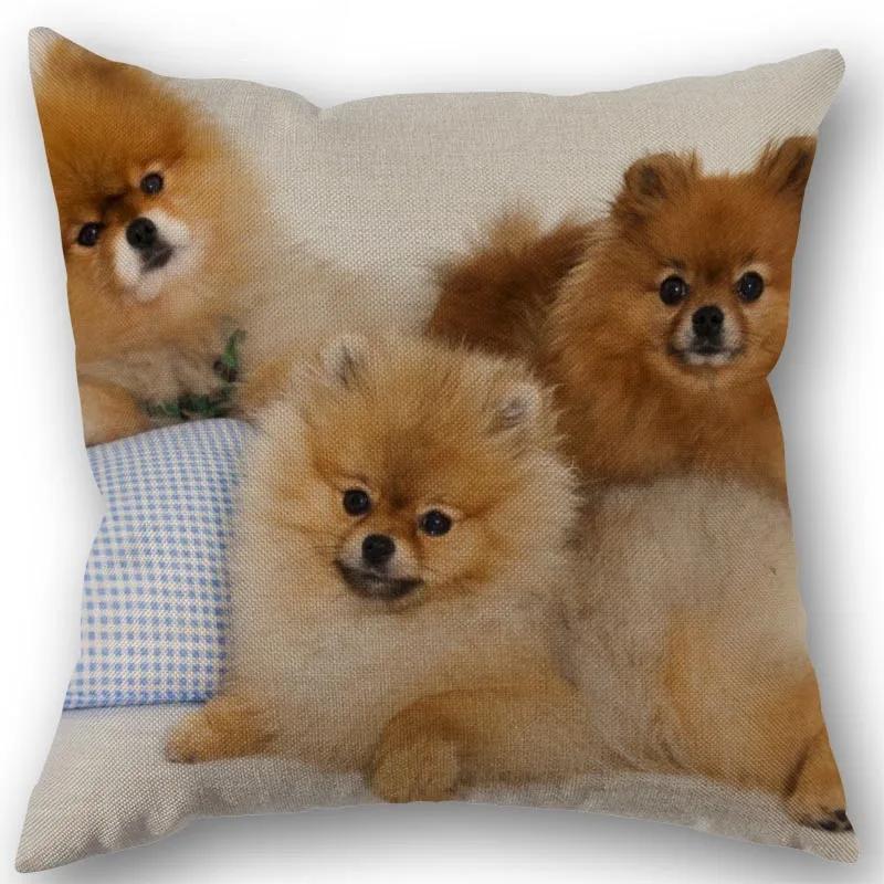 New Custom Pomeranian Dog Pillowcase Cotton Linen Fabric Square Zipper Pillowcase 45X45Cm Wedding Decorative Pillow Cover